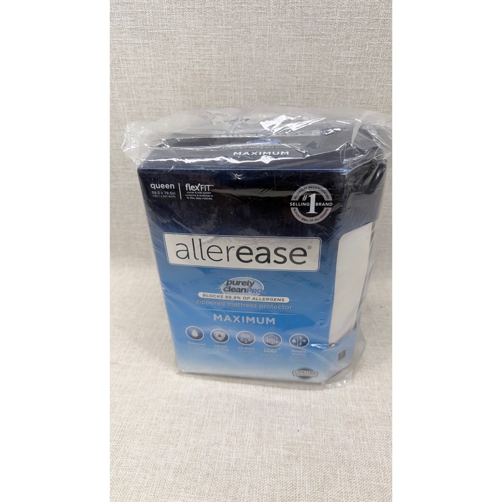 AllerEase Purely Clean Pro Queen Zippered Mattress Protector Maximum New
